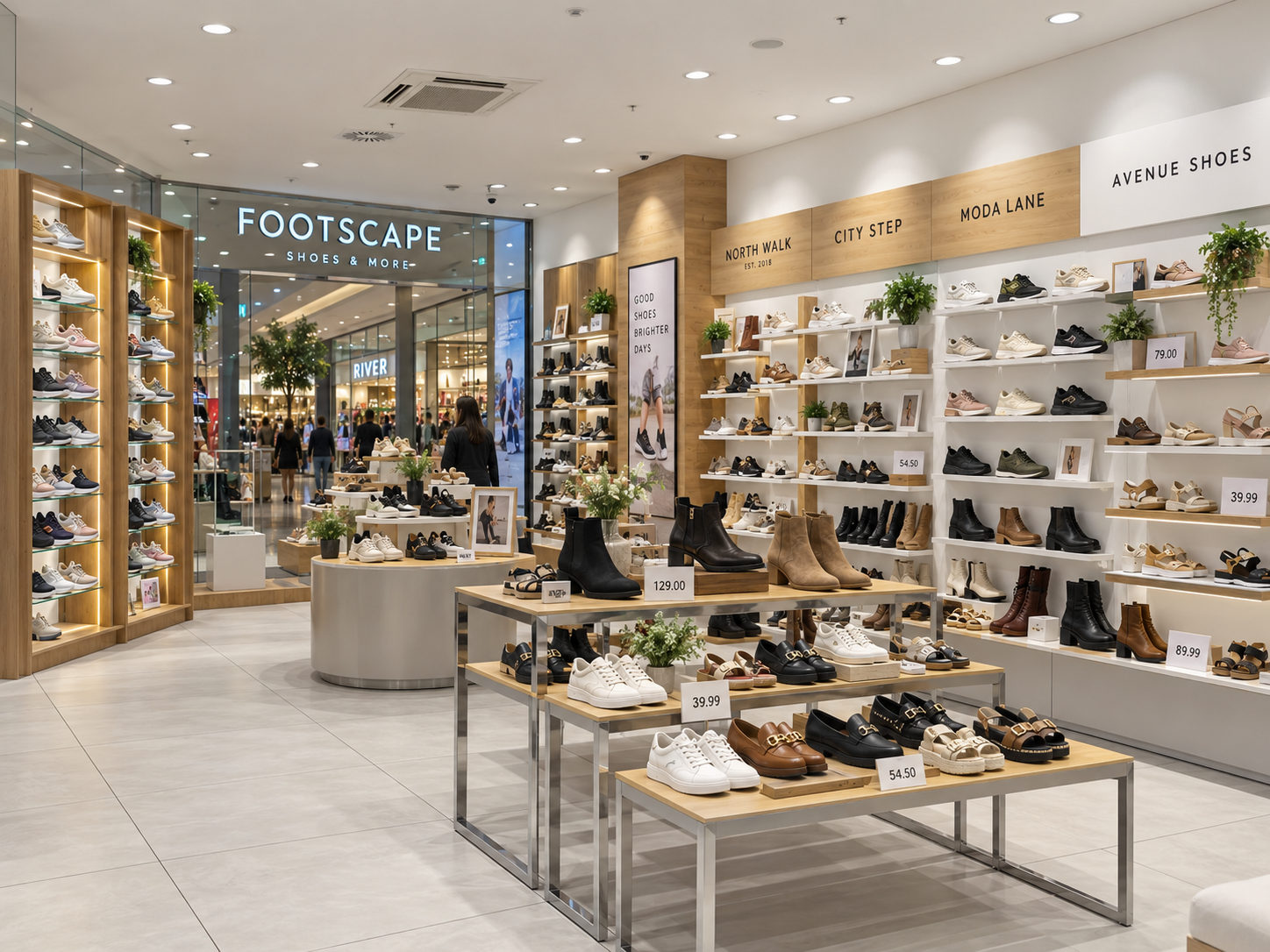 Bright independent footwear store